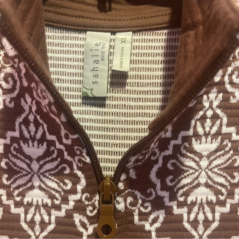 Sahalie Jacquard Dress long sleeve Abstract print zip Size XL - Picture 4 of 5
